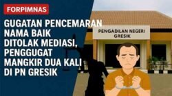Gugatan Pencemaran Nama Baik Ditolak Mediasi, Penggugat Mangkir Dua Kali di PN Gresik